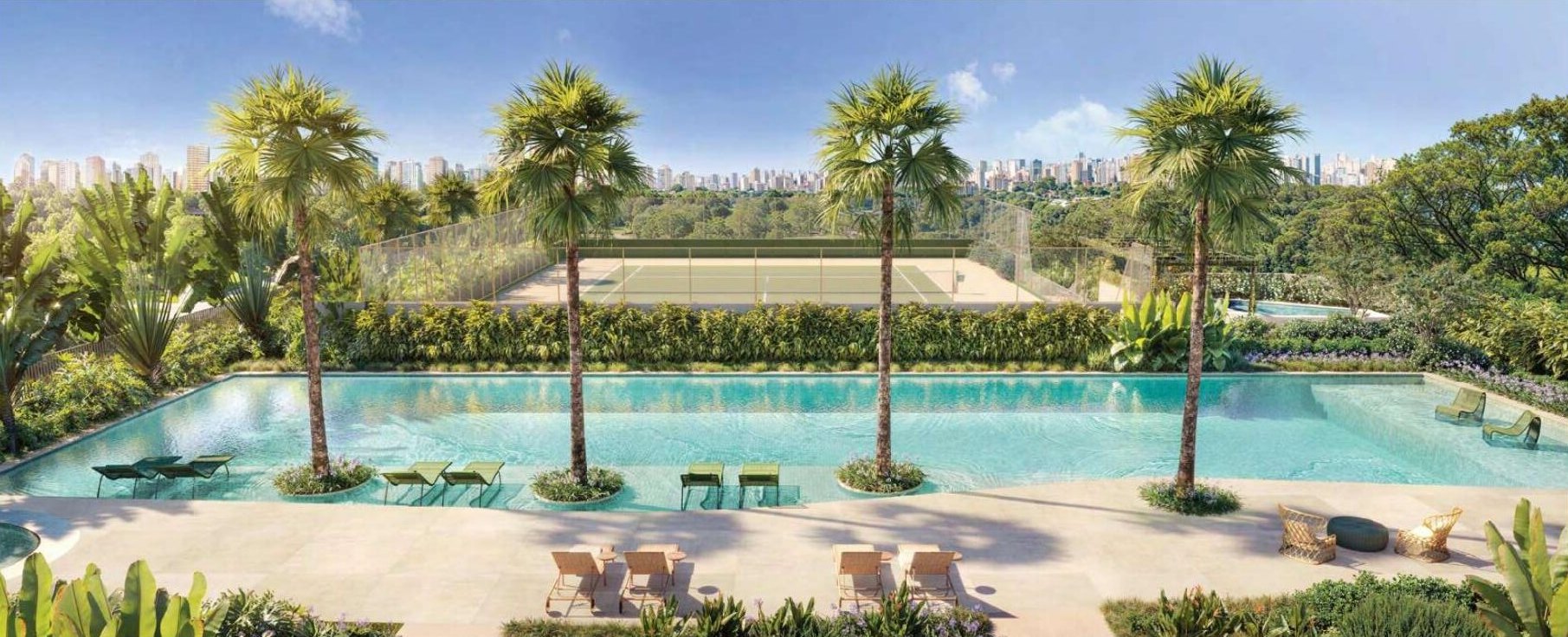 Perspectiva ilustrada Outdoor Swimming Pool, 4º pavimento, Escape Brooklin