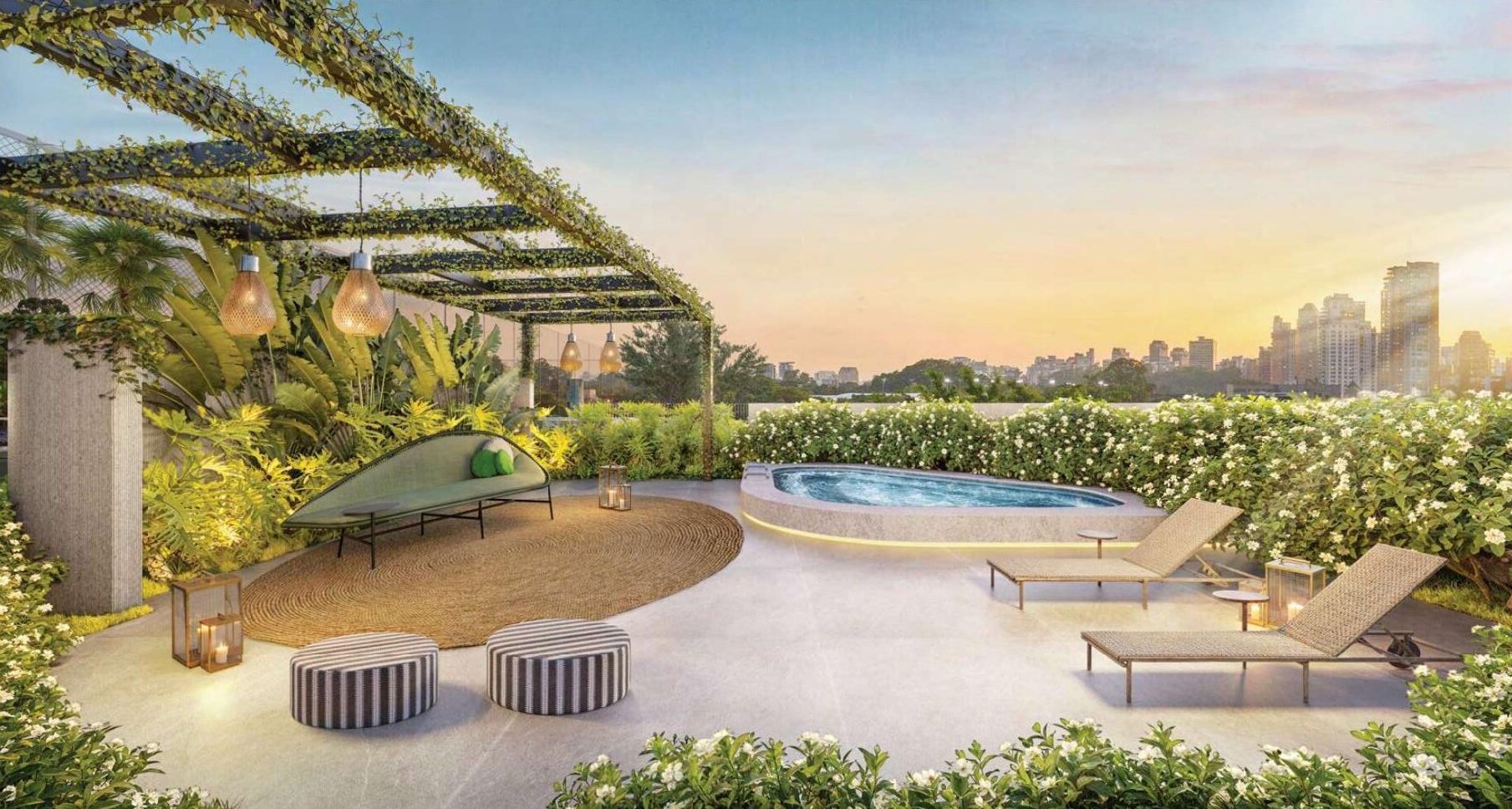 Perspectiva ilustrada Pool House, 4º pavimento, Escape Brooklin